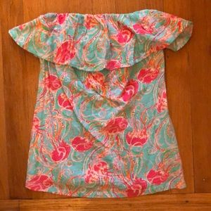 Lilly Pulitzer Wylie Ruffle Strapless Top